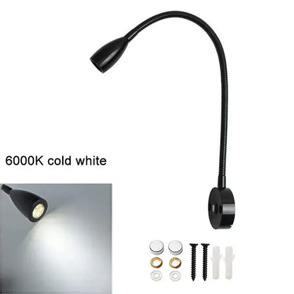 Modern black & silver led reading light bedroom gooseneck desk lamp