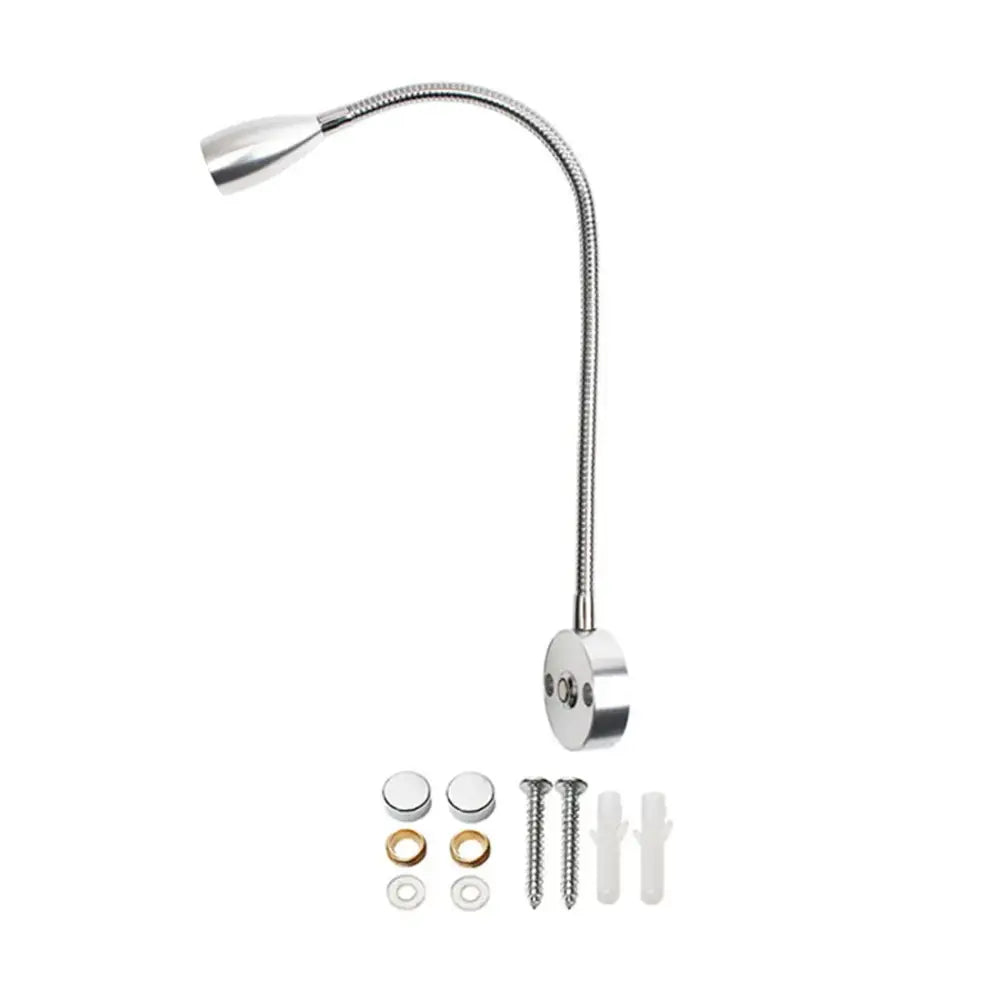 Modern black & silver led reading light bedroom gooseneck desk lamp