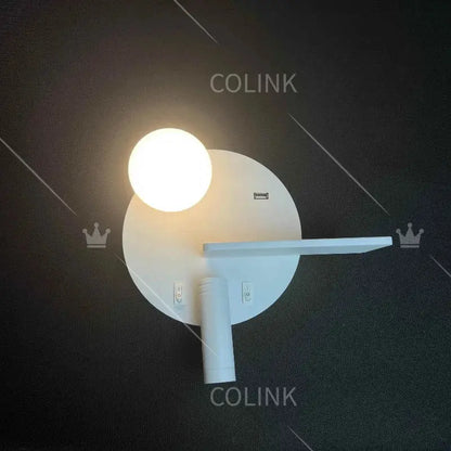 Modern black & white led reading wall lamp bedroom storage