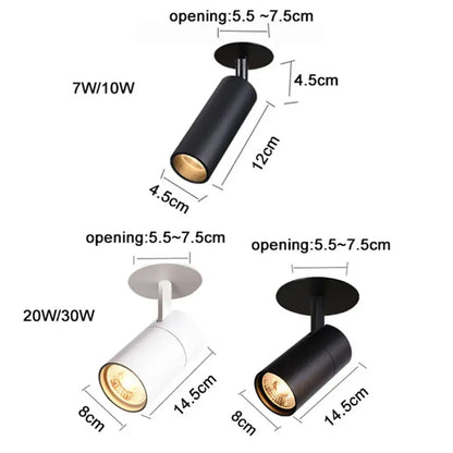 Modern cylindrical black & white led recessed ceiling lights kitchen
