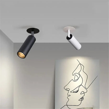 Modern cylindrical black & white led recessed ceiling lights kitchen