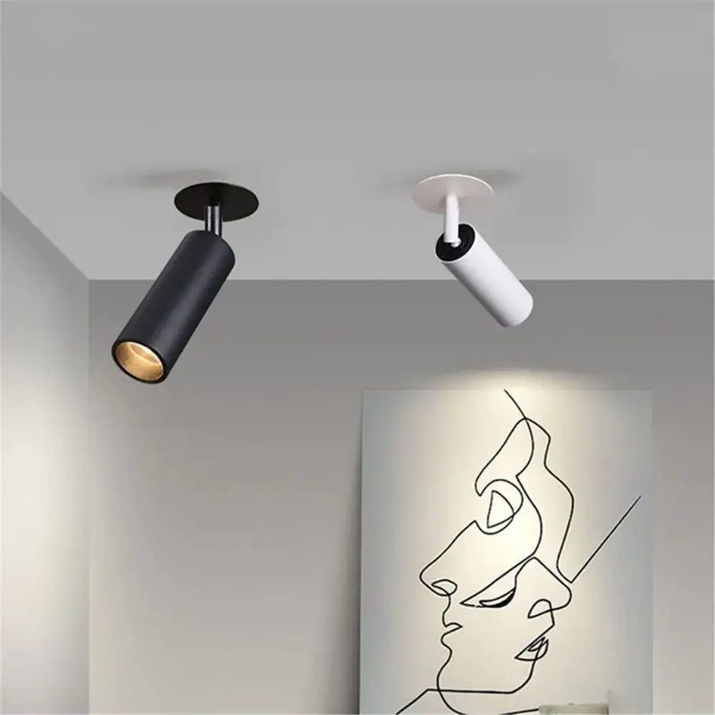 Modern cylindrical black & white led recessed ceiling lights kitchen