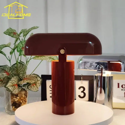 Modern burgundy led rechargeable table lamp for bedroom