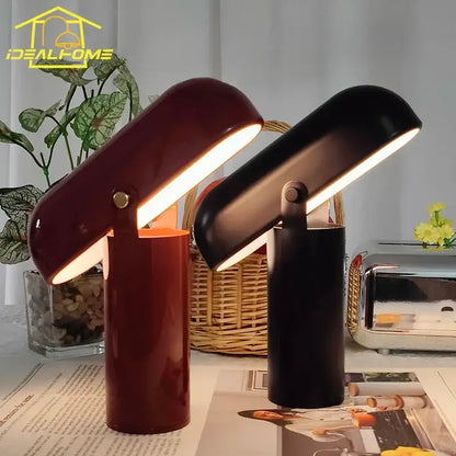 Modern burgundy led rechargeable table lamp for bedroom
