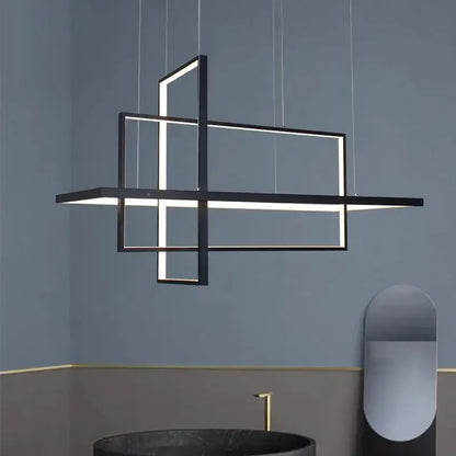 Modern black led rectangle pendant lights for dining room kitchen