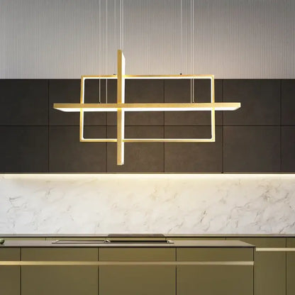 Modern black led rectangle pendant lights for dining room kitchen