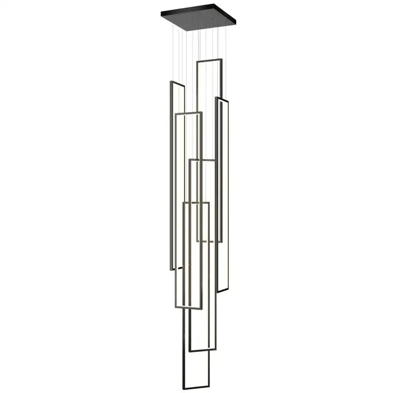 Modern gold led rectangle staircase chandelier living room