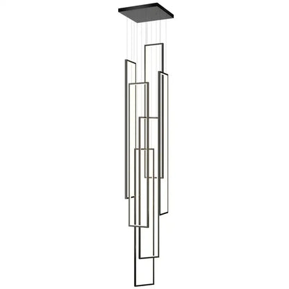 Modern gold led rectangle staircase chandelier living room