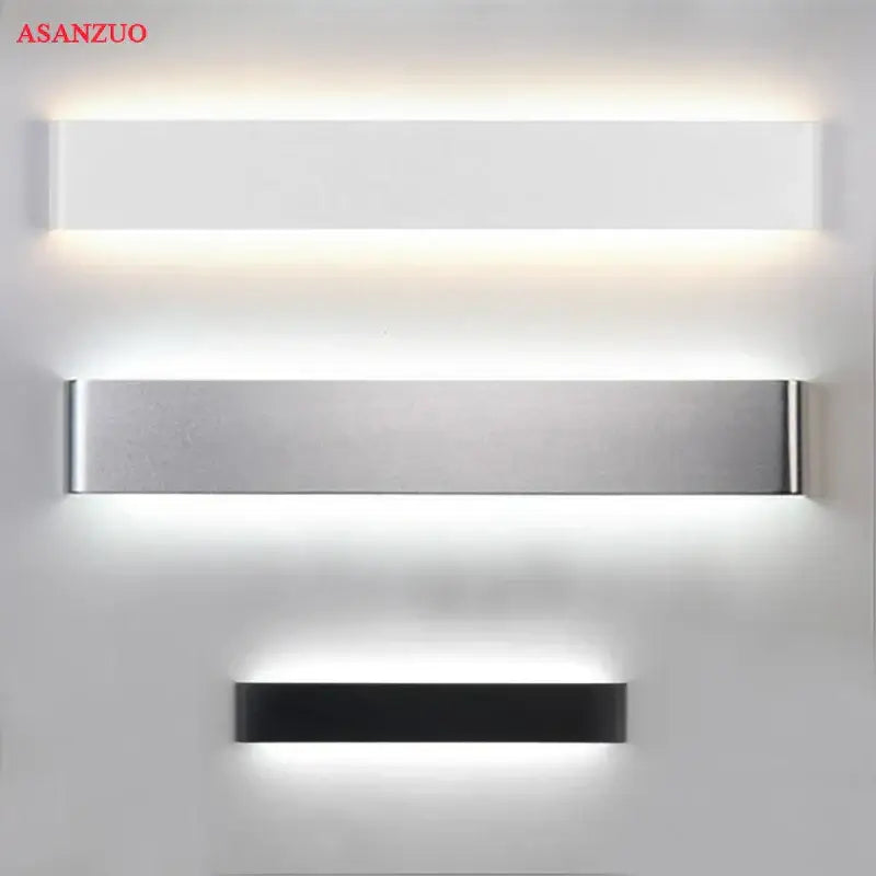 Modern silver & black led rectangle wall lamps living room light