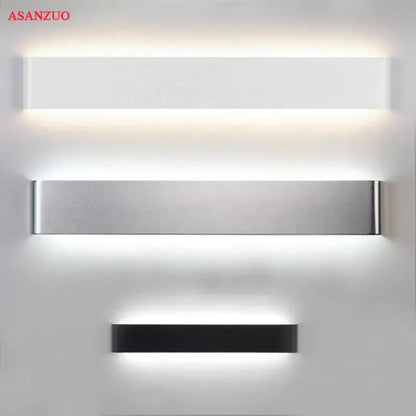 Modern silver & black led rectangle wall lamps living room light