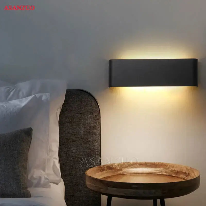 Modern silver & black led rectangle wall lamps living room light