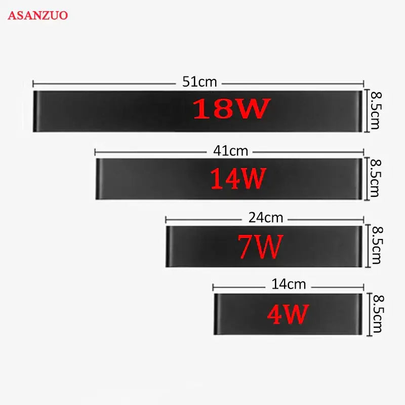 Modern silver & black led rectangle wall lamps living room light