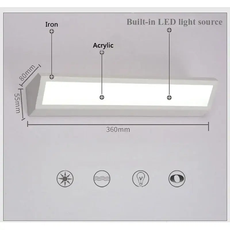 Modern white led rectangle wall light bedroom reading lamp