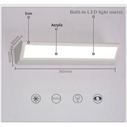 Modern white led rectangle wall light bedroom reading lamp