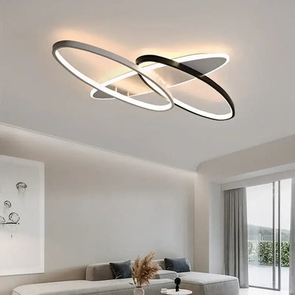 Modern black & white led rectangular chandelier art living room light