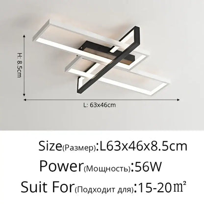 Modern black & white led rectangular chandelier art living room light