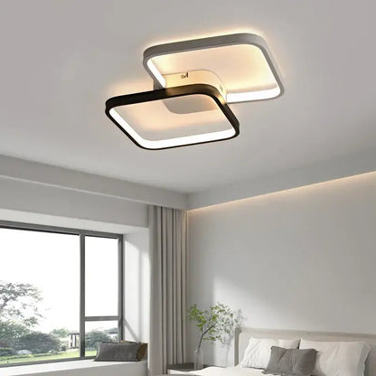Modern black & white led rectangular chandelier art living room light