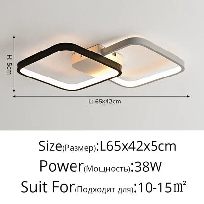 Modern black & white led rectangular chandelier art living room light