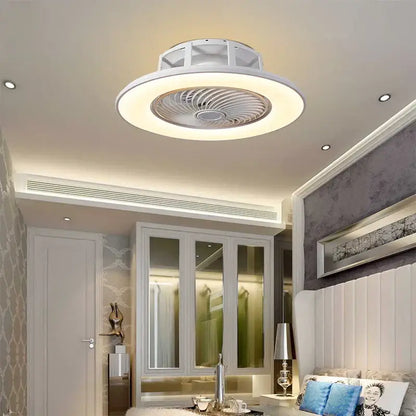 Modern black & white led remote control ceiling fan bedroom