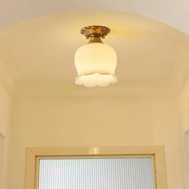 Vintage gold floral resin ceiling light fixture living room