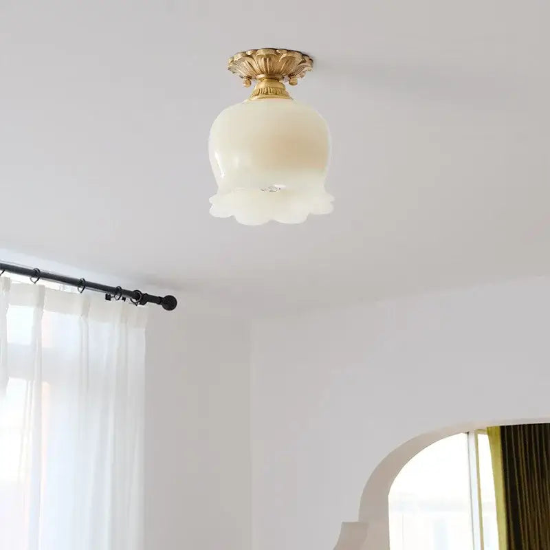 Vintage gold floral resin ceiling light fixture living room