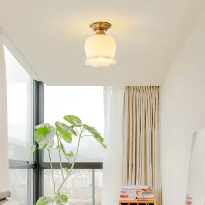 Vintage gold floral resin ceiling light fixture living room