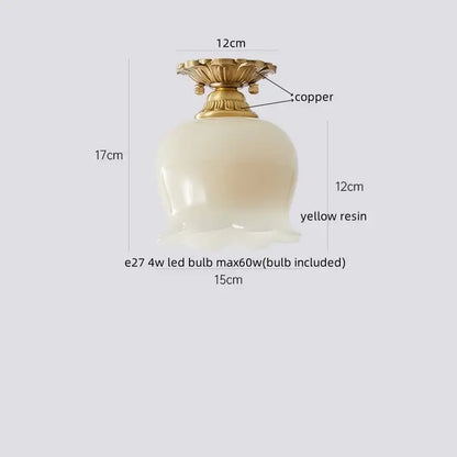 Vintage gold floral resin ceiling light fixture living room