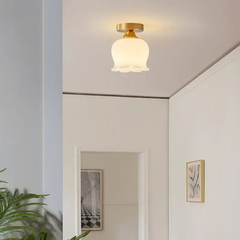Vintage gold floral resin ceiling light fixture living room