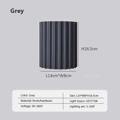 Modern fluted resin wall sconces for living room led lighting