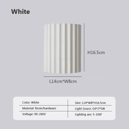 Modern fluted resin wall sconces for living room led lighting
