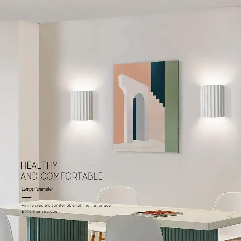 Modern fluted resin wall sconces for living room led lighting