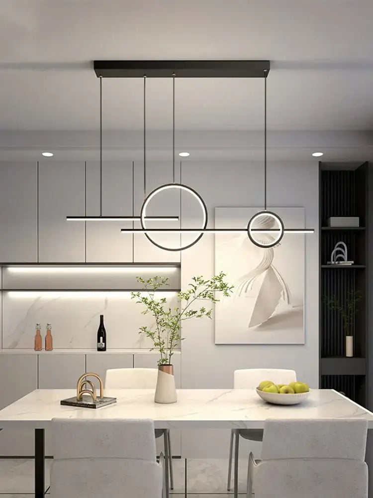 Modern minimalist black led restaurant chandelier dining room light