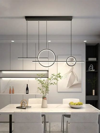 Modern minimalist black led restaurant chandelier dining room light