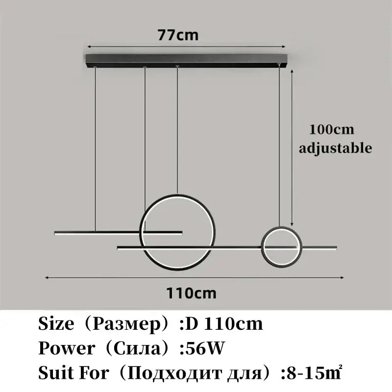 Modern minimalist black led restaurant chandelier dining room light
