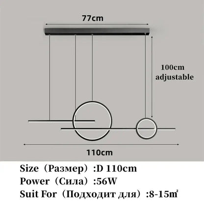 Modern minimalist black led restaurant chandelier dining room light