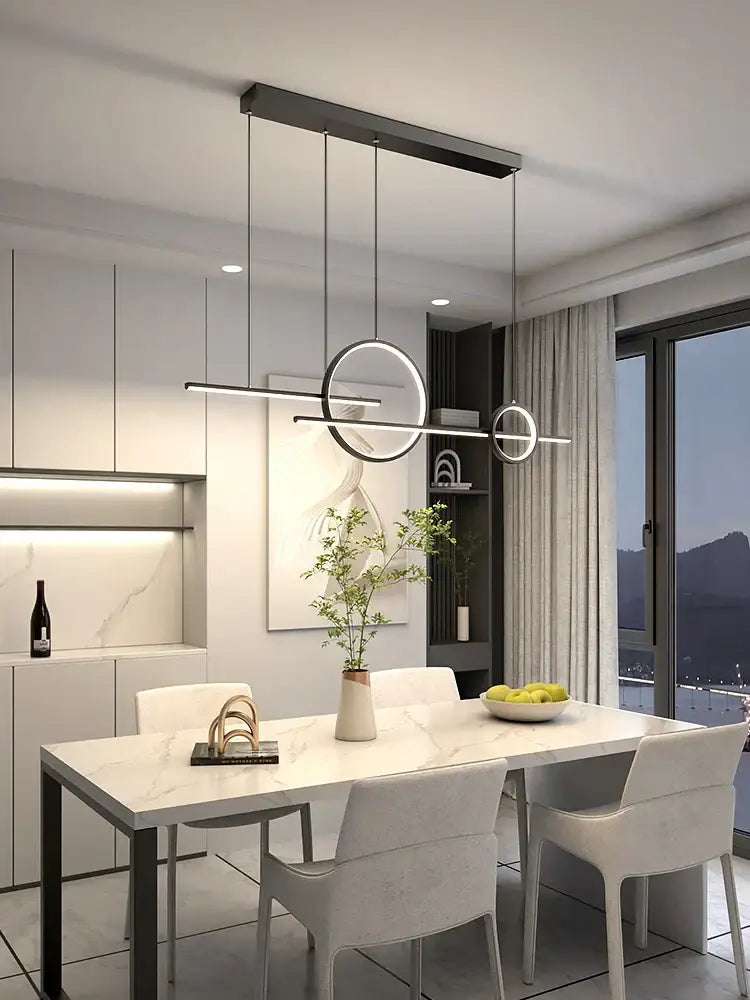 Modern minimalist black led restaurant chandelier dining room light