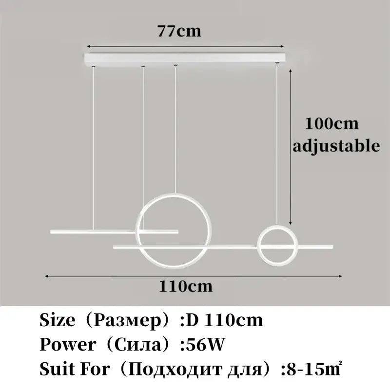 Modern minimalist black led restaurant chandelier dining room light