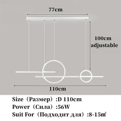 Modern minimalist black led restaurant chandelier dining room light