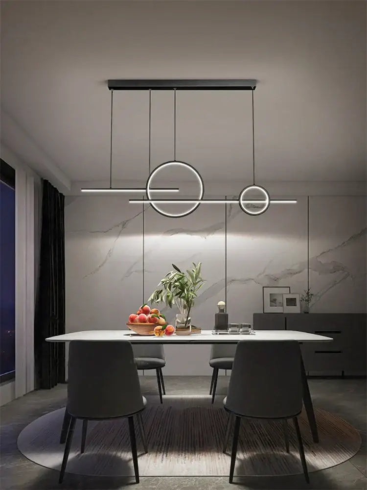 Modern minimalist black led restaurant chandelier dining room light