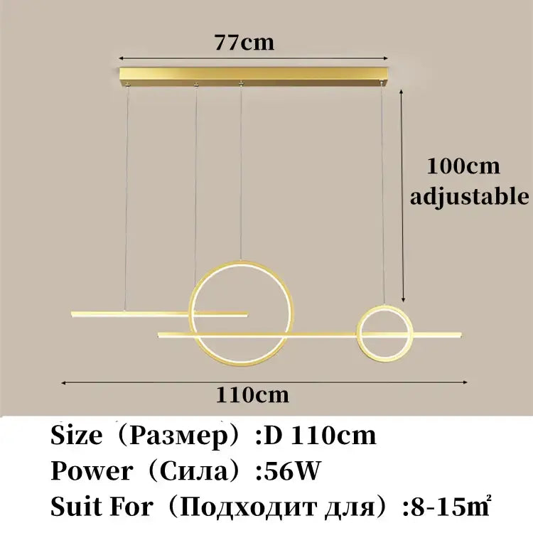 Modern minimalist black led restaurant chandelier dining room light