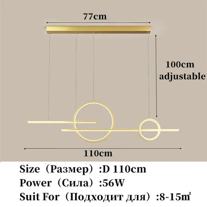 Modern minimalist black led restaurant chandelier dining room light