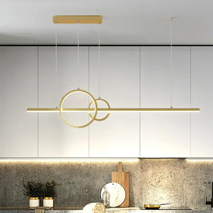 Modern black & gold led restaurant island pendant dining room light