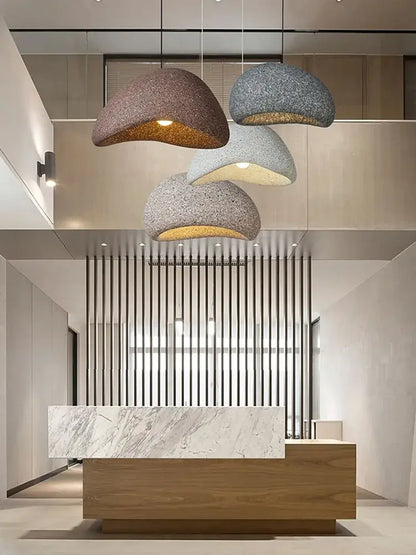 Modern speckled gray and yellow pendant light dining room led restaurant