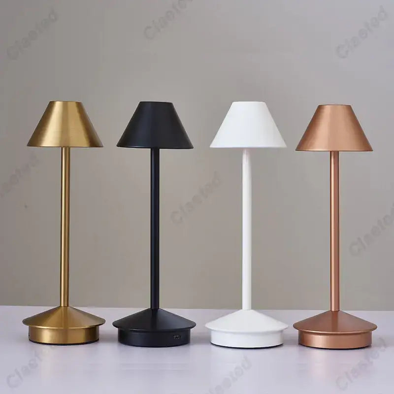 Minimalist metallic led retro touch table lamp bedroom night light