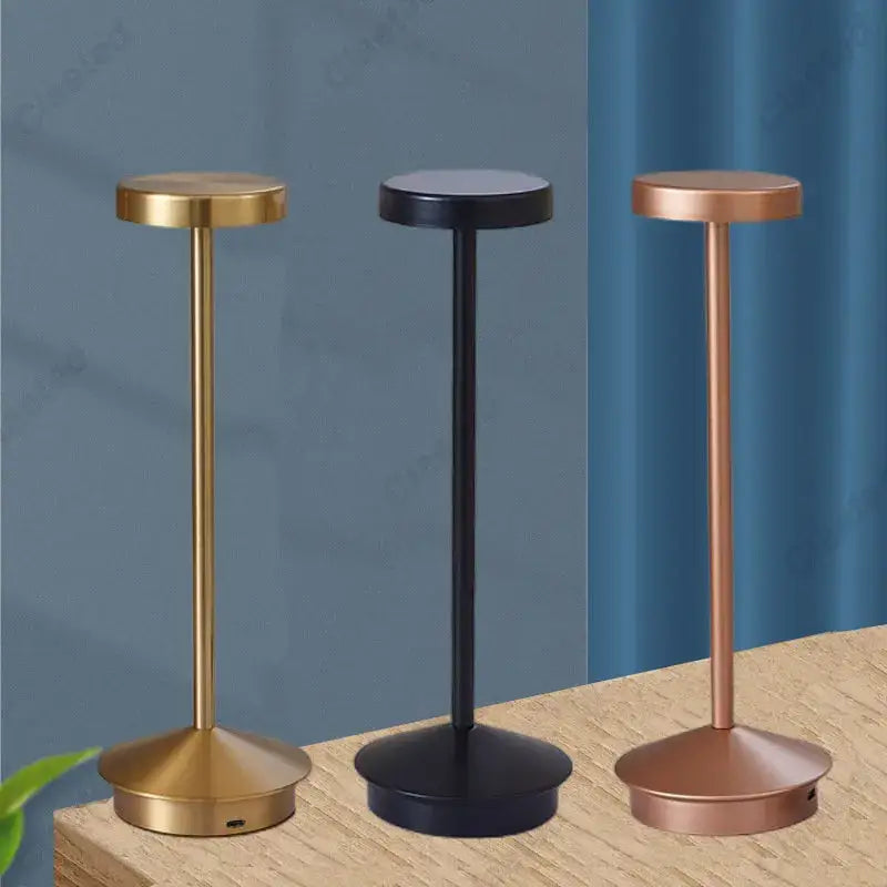 Minimalist metallic led retro touch table lamp bedroom night light