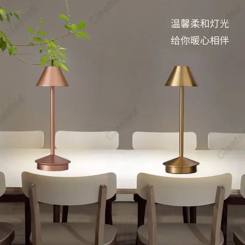 Minimalist metallic led retro touch table lamp bedroom night light