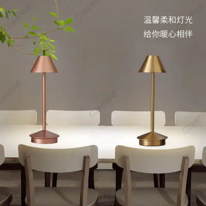 Minimalist metallic led retro touch table lamp bedroom night light