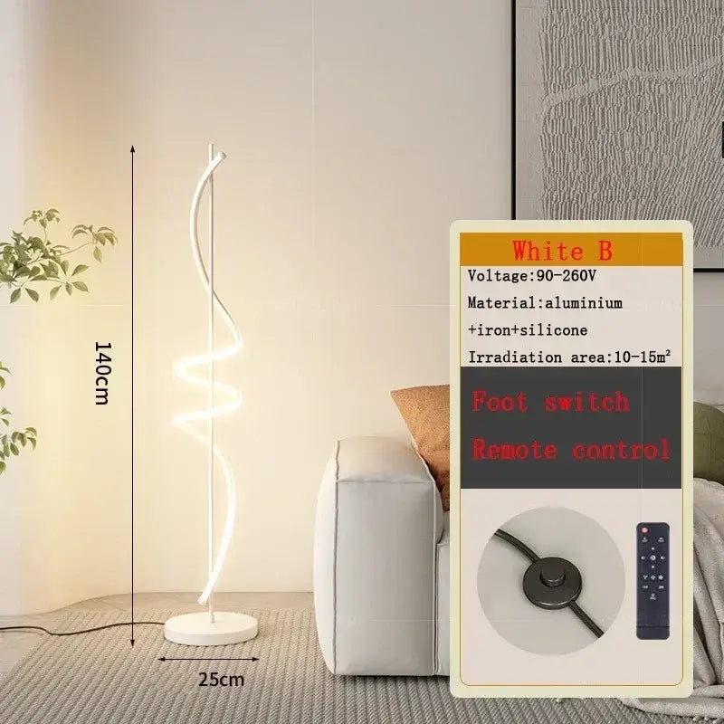 Modern gold spiral led revolve floor lamp for living room