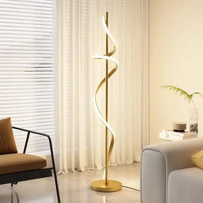 Modern gold spiral led revolve floor lamp for living room