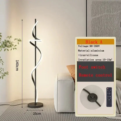 Modern gold spiral led revolve floor lamp for living room